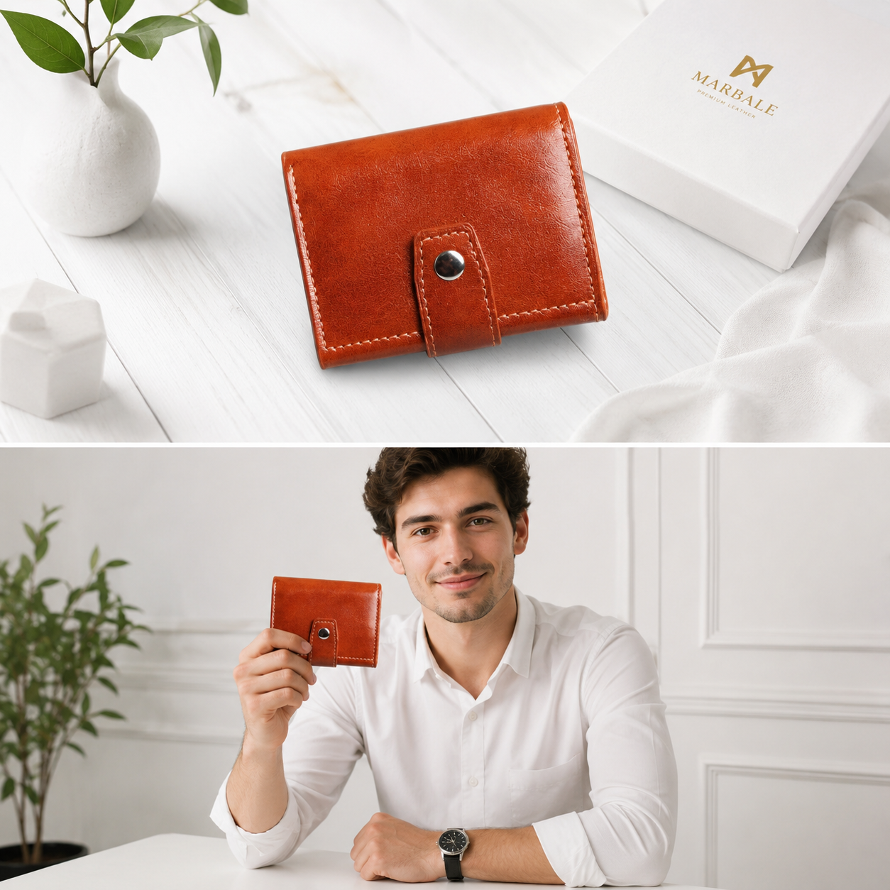 Premium Leather Pop-Up Card Holder Wallet | RFID Protection | Button Lock | Slim & Stylish Men's Wallet