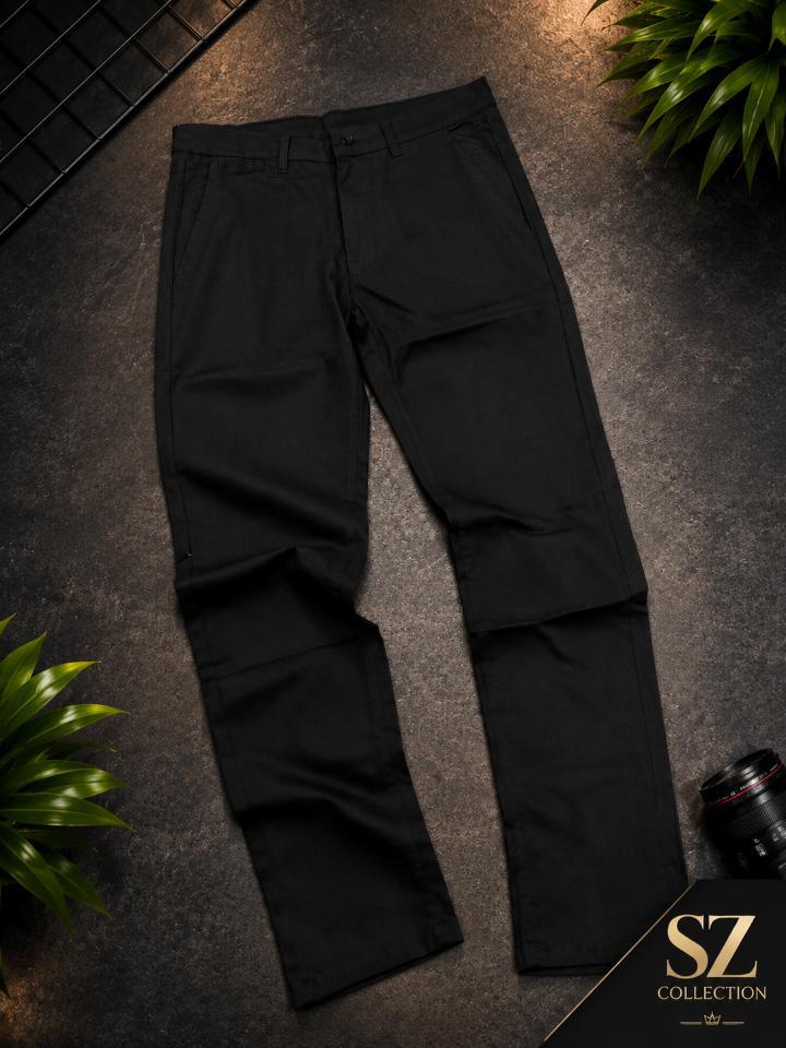 Men's Classic Black Slim Fit Chino Pants – Premium Stretch Casual Trousers