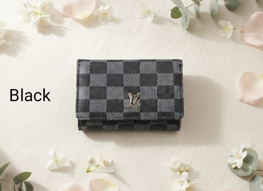 Premium Men's Checkered PU Leather Wallet – Luxury Trifold Card Holder with ID Window & Cash Compartments
