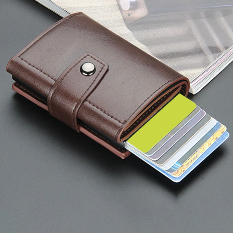 Premium Leather Pop-Up Card Holder Wallet | RFID Protection | Button Lock | Slim & Stylish Men's Wallet